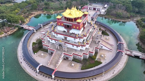 The architecture blending Tibetan style with modern design