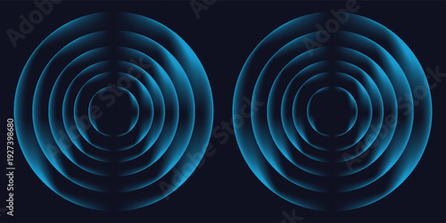 PrintSound wave. Signal concentric circle. Round light effect. Wifi range. Radio station signal. Water ripple with circle waves. A place or a painful point. Radar screen. Vector effect.