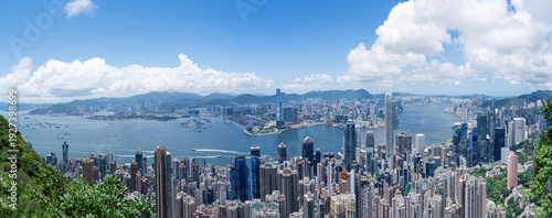 Panorama of skyline of Victoria Harbour in Hong Kong city