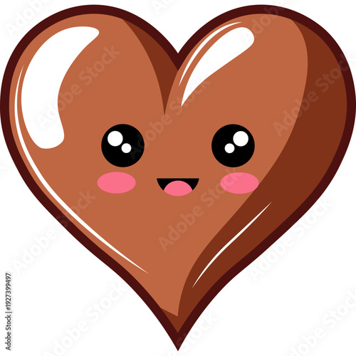 Cute Chocolate Heart Character Illustration
