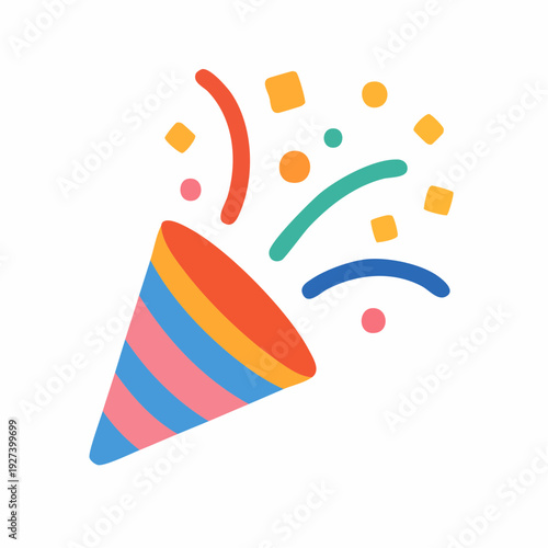 Vibrant party horn with colorful confetti celebrating joyful moments