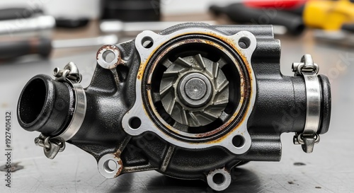 Automotive water pump component closeup