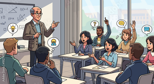 Teacher Engaging Students in Classroom Discussion.