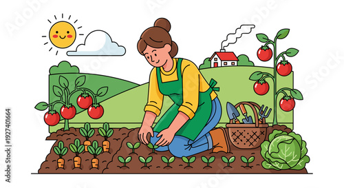 Woman Gardening in Vegetable Garden 3.