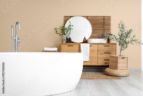 Interior of light bathroom ...