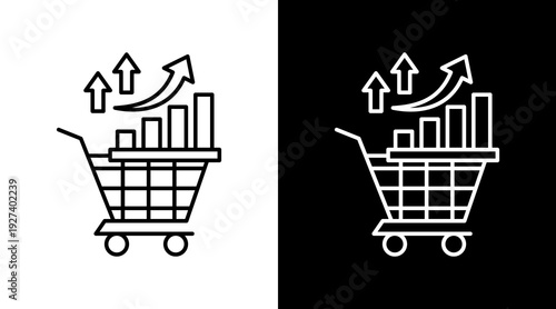 Market Trends White Icon Set Design
