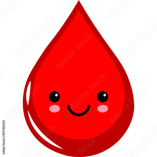 Cute Blood Drop Cartoon Character Illustration