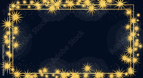 golden stars frame, dark background, elegant design, festive celebration