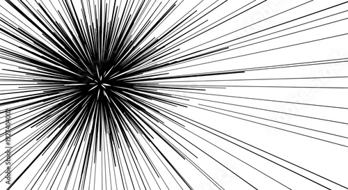 abstract explosion lines, black and white burst