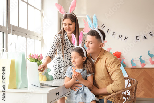 Happy family in bunny ears ...
