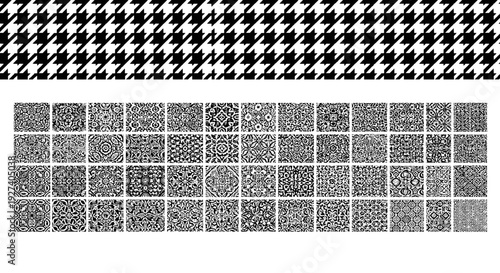 houndstooth pattern and decorative square design elements