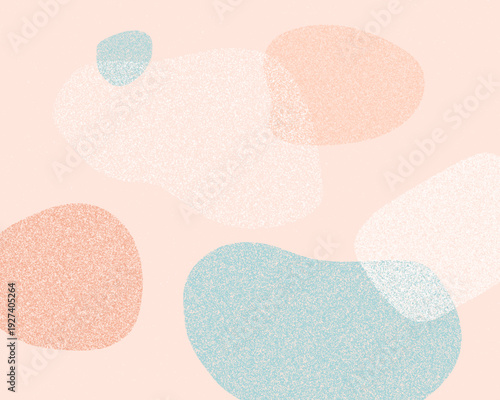 抽象的なオーガニックシェイプと粒状のテクスチャ背景素材。パステルカラーの柔らかい流体図形を組み合わせたモダンなミニマリストデザイン。SNS投稿、バナー広告、ブランドデザイン、壁紙に最適なスタイリッシュなベクターイラスト。