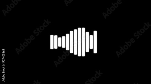 Sound wave isolated on black background. Music sound wave or audio waveform animation. Podcast player interface, music symbol concept.