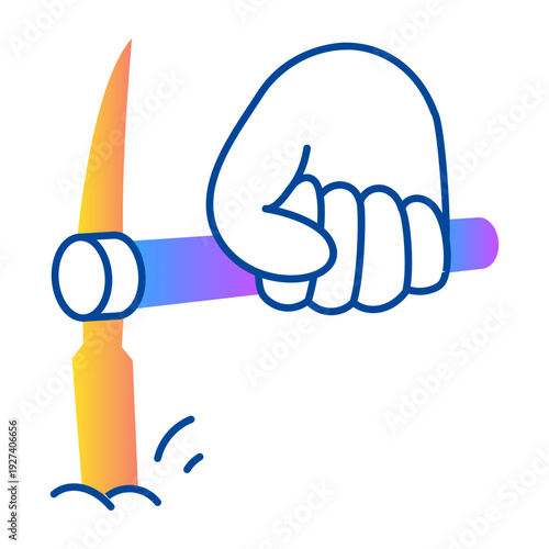 A hand drawn icon of pickaxe
