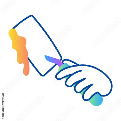 Doodle style icon depicting a hand apply plaster