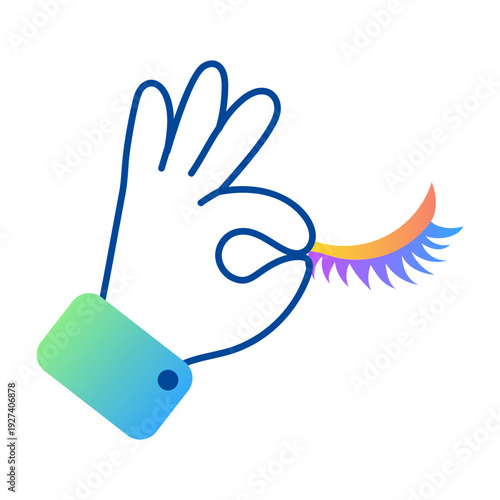 Doodle style icon showing eyelashes beauty  