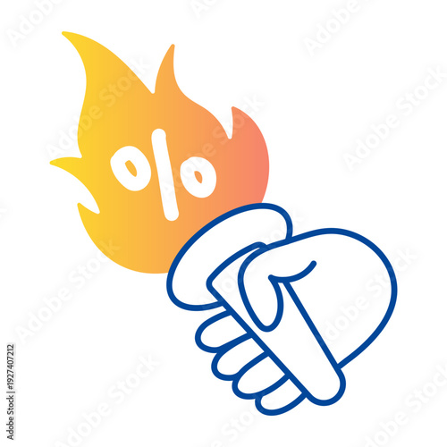 Hand drawn icon depicting hot sale  