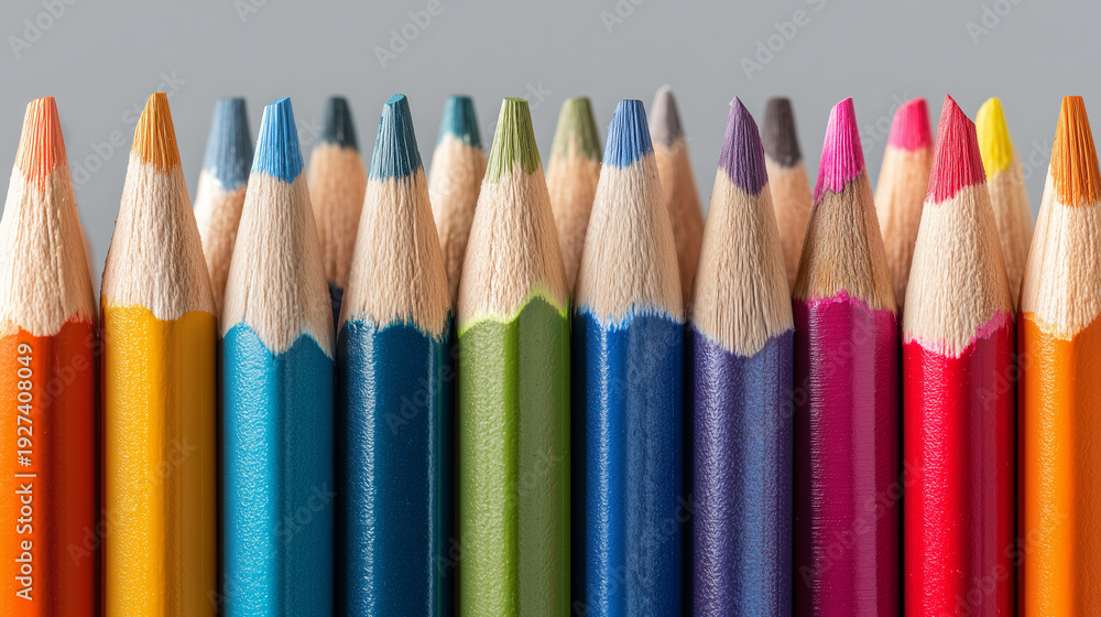 Fototapeta premium Bright Colored Pencil Tips Close Up