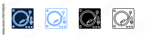 Turntable Multiple Style Icon Set Collection 