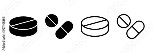 Pills icon vector illustration. capsule icon. Drug sign and symbol
