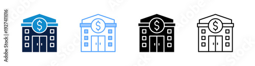 Bank Multiple Style Icon Set Collection 