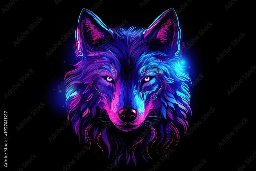 Fototapeta premium Wolf animal mammal purple.