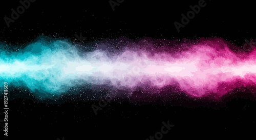 abstract energy stream, colorful smoke particles on black background