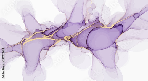 abstract fluid art background, purple and gold ink texture