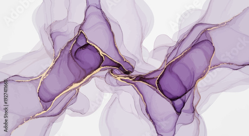 abstract purple ink art, gold veins, fluid texture background