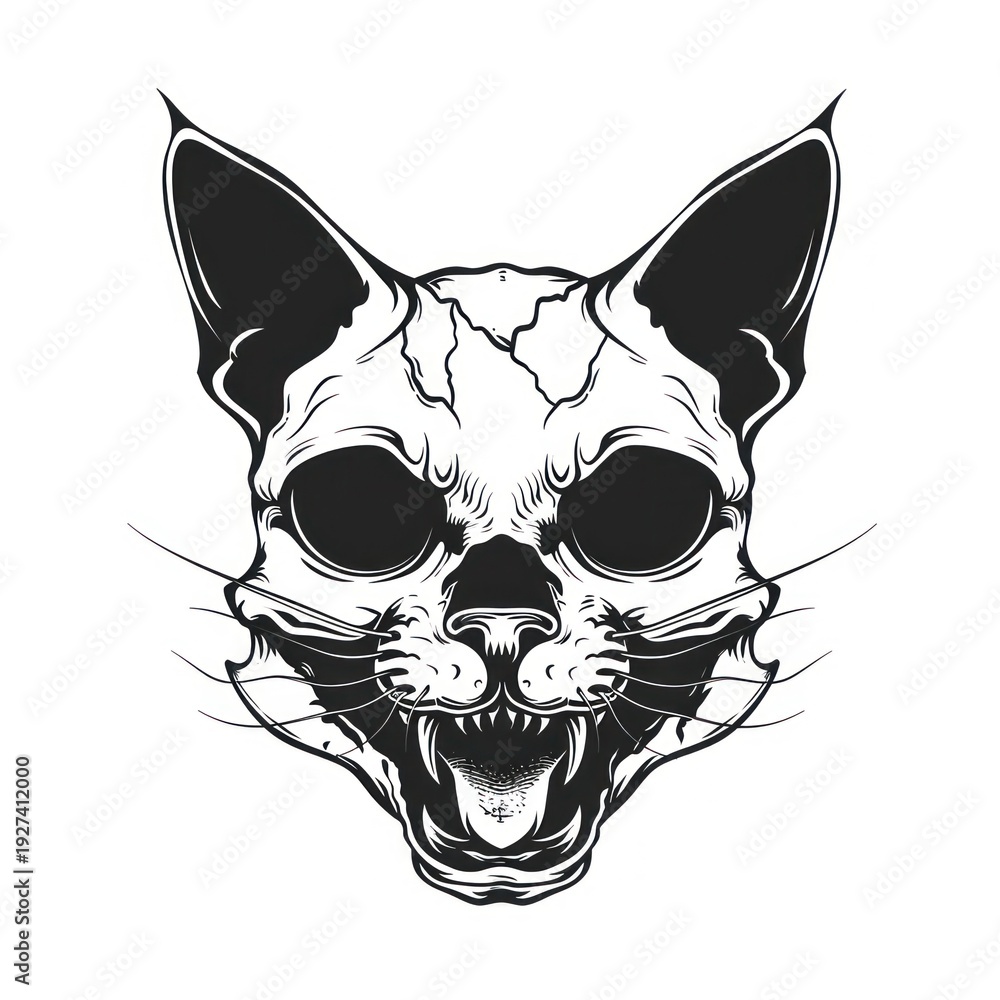 Fototapeta premium Cat illustrated stencil drawing.