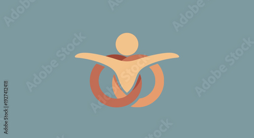 Stylized human figure in harmonious balance with nature