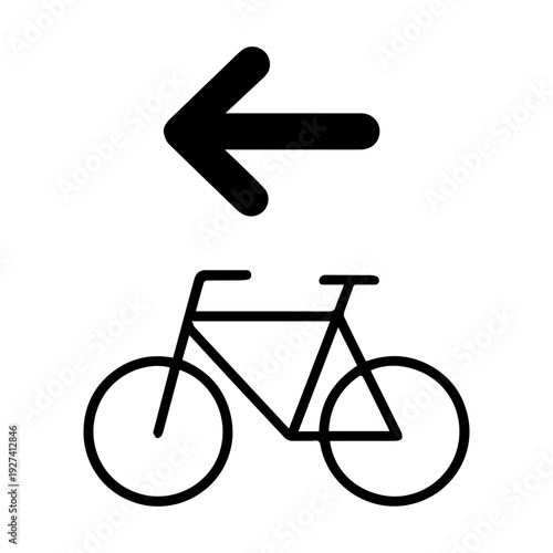 Bicycle path signage icon with transparent background cycling route symbol
