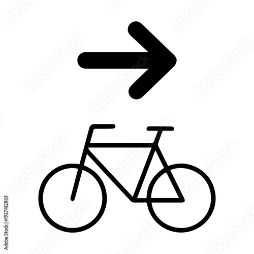 Bicycle path signage icon with transparent background cycling route symbol
