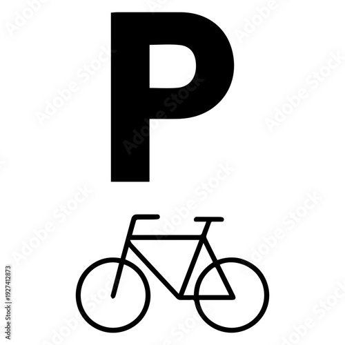 Bicycle parking signage icon with transparent background cycling parking symbol
