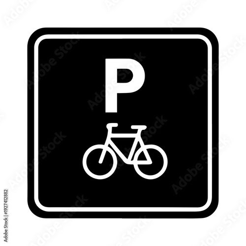 Bicycle parking signage icon with transparent background cycling parking symbol
