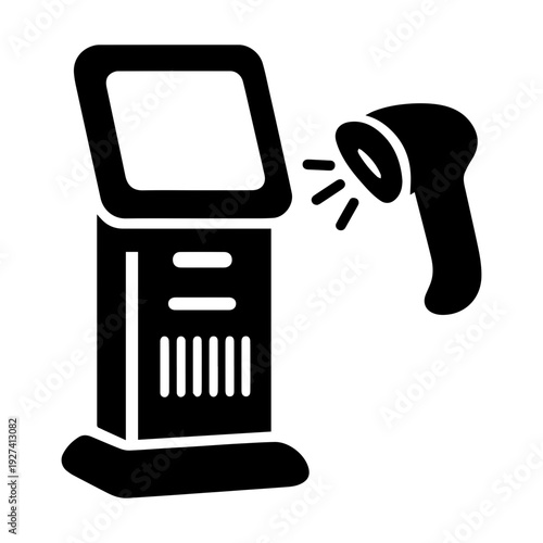 Self checkout kiosk icon with transparent background retail payment signage symbol
