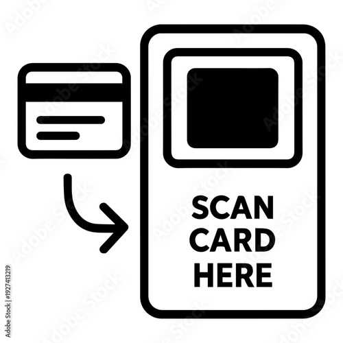 Scan card here kiosk icon with transparent background payment instruction symbol
