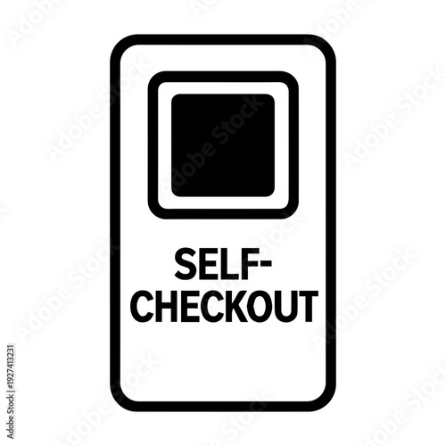 Self checkout kiosk icon with transparent background retail payment signage symbol
