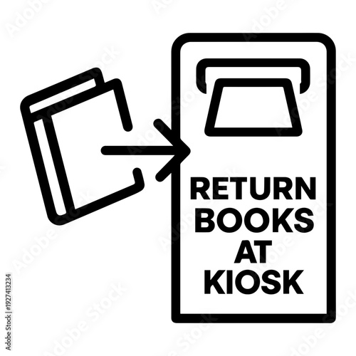 Library book borrowing kiosk scan card icon with transparent background
