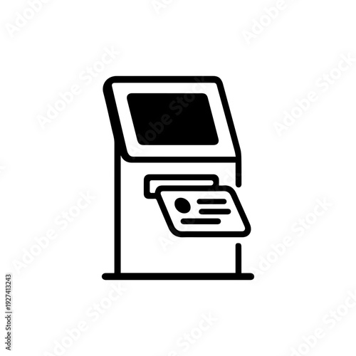 Library book borrowing kiosk scan card icon with transparent background
