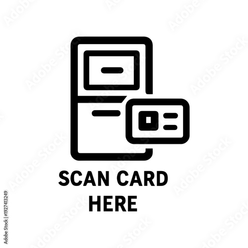 Library book borrowing kiosk scan card icon with transparent background
