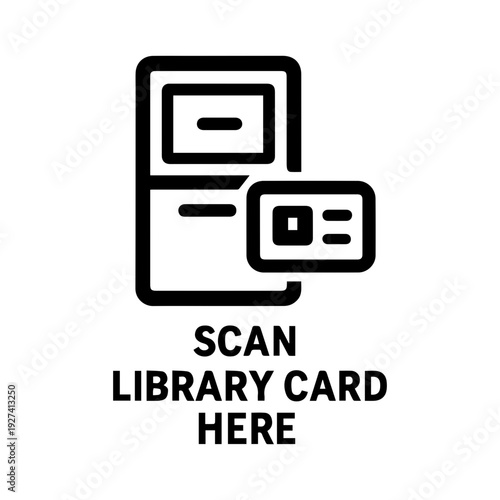 Library book borrowing kiosk scan card icon with transparent background
