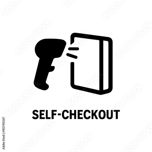 Self checkout kiosk icon with transparent background retail payment signage symbol

