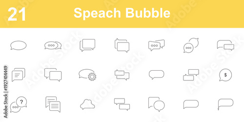 Speech bubble line icon set. message, chat, conversation, comment and more. Outline icon in linear style. Vector 