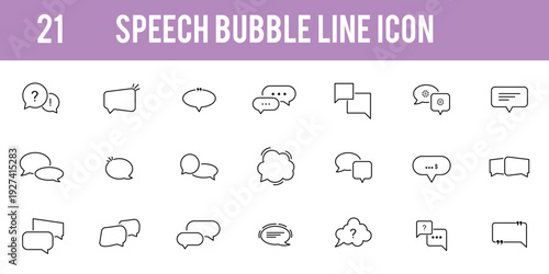 Speech bubble line icon set. Talking cloud, message, chat, conversation, comment and more. Outline icon in linear style. Vector collection. Speech bubble comic. Set of speech bubble. Talk bubble. 