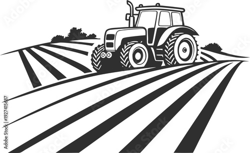 Modern Tractor Plowing Precision Field Lines for Smart Agriculture