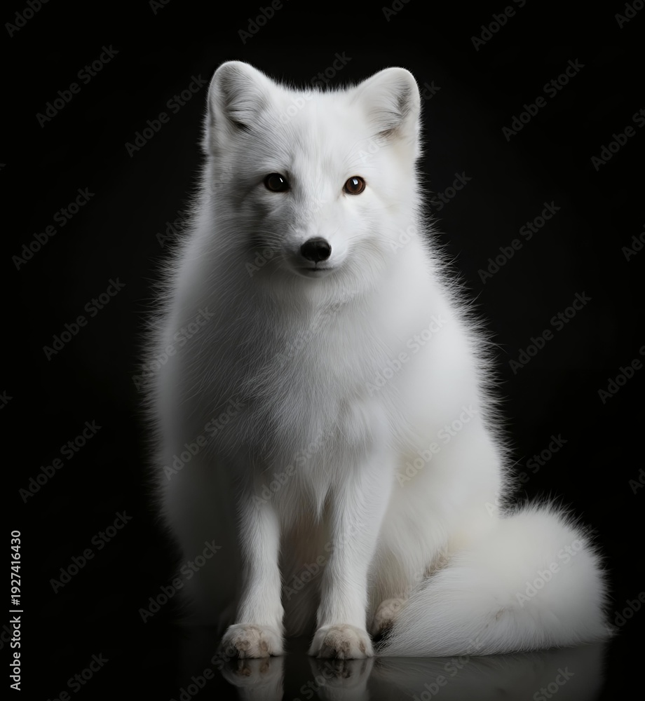 Fototapeta premium white fox isolated on black
