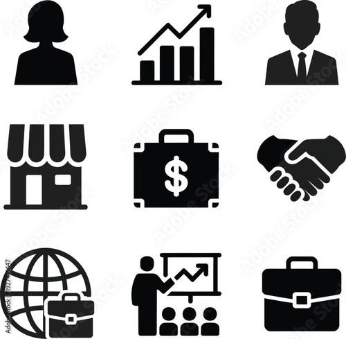business people icons set
