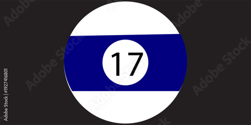 Lotto ball 17. Gambling, graphic elements for website. Yellow ball with number seven. Sphere with shadow, interface elements for games, poster or banner. Realistic isometric vector illustration