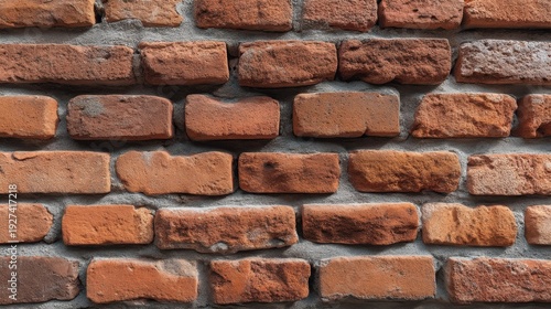 Textured Red Brick Wall with Subtle Variations in Color and Surface, Ideal for Backgrounds or Architectural Projects